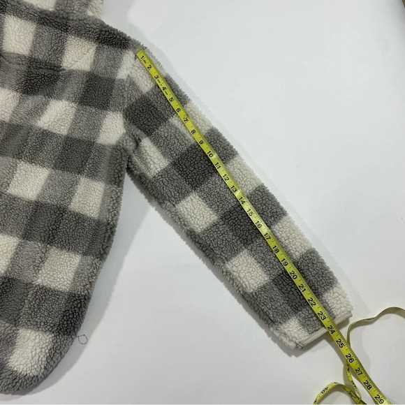 Abercrombie Buffalo Plaid Sherpa Sweatshirt Grey White - Picture 5 of 7